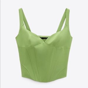 BNWT Green Corset Bustier Zara Top M